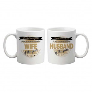Husband Wife Of The Year Couple Mugs with Coasters